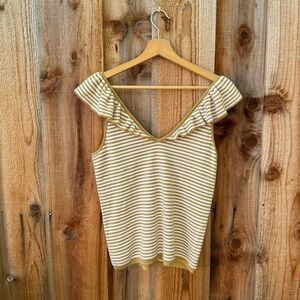 Madewell Belhaven Golden Yellow and White Striped Ruffle Sweater Tank 🌿